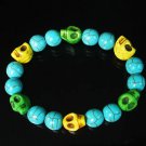 Turquoise Green Yellow Skull Beads Baby Blue Veins Ball Beads Stretch Bracelet for Men Women ZZ264
