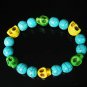 Turquoise Green Yellow Skull Beads Baby Blue Veins Ball Beads Stretch Bracelet for Men Women ZZ264