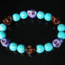 Turquoise Purple Brown Skull Beads Baby Blue Veins Ball Beads Stretch Bracelet for Men Women ZZ266