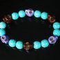 Turquoise Purple Brown Skull Beads Baby Blue Veins Ball Beads Stretch Bracelet for Men Women ZZ266