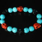 Turquoise Black Red Skull Beads Baby Blue Veins Ball Beads Stretch Bracelet for Men Women ZZ267