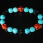 Turquoise Black Red Skull Beads Baby Blue Veins Ball Beads Stretch Bracelet for Men Women ZZ267
