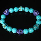 Turquoise Purple Baby Blue Skull Beads Baby Blue Veins Ball Beads Stretch Bracelet ZZ269