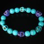 Turquoise Purple Baby Blue Skull Beads Baby Blue Veins Ball Beads Stretch Bracelet ZZ269