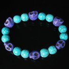 Turquoise Purple Skull Beads Baby Blue Veins Ball Beads Stretch Bracelet for Men Women ZZ272