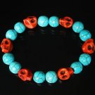 Turquoise Colorful Red Skull Beads Baby Blue Veins Ball Beads Stretch Bracelet for Men Women ZZ273
