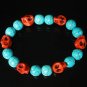 Turquoise Colorful Red Skull Beads Baby Blue Veins Ball Beads Stretch Bracelet for Men Women ZZ273