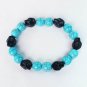 Turquoise Black Skull Beads Baby Blue Veins Ball Beads Stretch Bracelet for Men Women ZZ274
