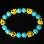 Turquoise Yellow Skull Beads Baby Blue Veins Ball Beads Stretch Bracelet for Men Women ZZ275