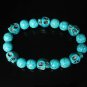 Turquoise Baby Blue Skull Beads Baby Blue Veins Ball Beads Stretch Bracelet ZZ276