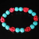 Turquoise Red Skull Beads Baby Blue Veins Ball Beads Stretch Bracelet for Men Women ZZ277