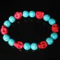Turquoise Red Skull Beads Baby Blue Veins Ball Beads Stretch Bracelet for Men Women ZZ277