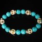 Turquoise White Skull Beads Baby Blue Veins Ball Beads Stretch Bracelet for Men Women ZZ278