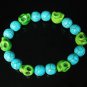 Turquoise Green Skull Beads Baby Blue Veins Ball Beads Stretch Bracelet for Men Women ZZ281