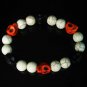 Turquoise Black Red Skull Beads White Veins Ball Beads Stretch Bracelet for Men Women ZZ283