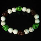 Turquoise Brown Green Skull Beads White Veins Ball Beads Stretch Bracelet for Men Women ZZ286