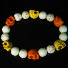 Turquoise Orange Yellow Skull Beads White Veins Ball Beads Stretch Bracelet for Men Women ZZ287