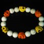 Turquoise Orange Yellow Skull Beads White Veins Ball Beads Stretch Bracelet for Men Women ZZ287