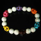Turquoise Colorful Skull Beads White Veins Ball Beads Stretch Bracelet for Men Women ZZ288