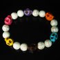 Turquoise Colorful Skull Beads White Veins Ball Beads Stretch Bracelet for Men Women ZZ288
