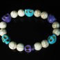 Turquoise Baby Blue Purple Skull Beads White Veins Ball Beads Stretch Bracelet ZZ290