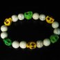 Turquoise Green Yellow Skull Beads White Veins Ball Beads Stretch Bracelet for Men Women ZZ292