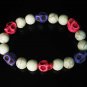 Turquoise Colorful Hot Pink Purple Skull Beads White Veins Ball Beads Stretch Bracelet ZZ293