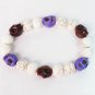 Turquoise Colorful Brown Purple Skull Beads White Veins Ball Beads Stretch Bracelet ZZ294