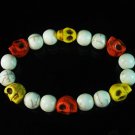 Turquoise Colorful Red Yellow Skull Beads White Veins Ball Beads Stretch Bracelet ZZ295