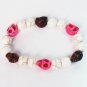 Turquoise Colorful Hot Pink Brown Skull Beads White Veins Ball Beads Stretch Bracelet ZZ296
