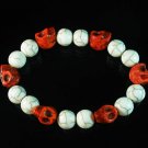 Turquoise Colorful Red Skull Beads White Veins Ball Beads Stretch Bracelet ZZ297