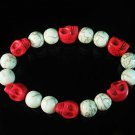 Turquoise Colorful Red Purple Skull Beads White Veins Ball Beads Stretch Bracelet ZZ299