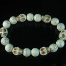 Turquoise Colorful White Skull Beads White Veins Ball Beads Stretch Bracelet ZZ2100