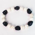 Turquoise Colorful Black Skull Beads White Veins Ball Beads Stretch Bracelet ZZ2101