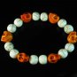 Turquoise Colorful Orange Skull Beads White Veins Ball Beads Stretch Bracelet ZZ2102