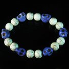 Turquoise Colorful Purple Skull Beads White Veins Ball Beads Stretch Bracelet ZZ2103