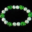 Turquoise Colorful Green Skull Beads White Veins Ball Beads Stretch Bracelet ZZ2104