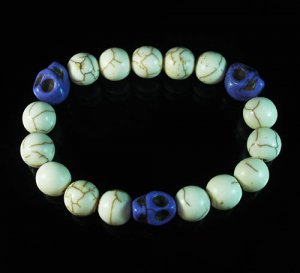 Turquoise Colorful Purple Skull Beads White Veins Ball Beads Stretch Bracelet ZZ2107