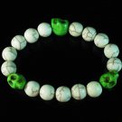 Turquoise Colorful Green Skull Beads White Veins Ball Beads Stretch Bracelet ZZ2108