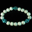 Turquoise Colorful Baby Blue Skull Beads White Veins Ball Beads Stretch Bracelet ZZ2110