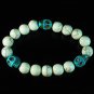 Turquoise Colorful Baby Blue Skull Beads White Veins Ball Beads Stretch Bracelet ZZ2110