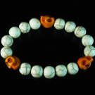 Turquoise Colorful Orange Skull Beads White Veins Ball Beads Stretch Bracelet ZZ2111