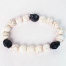Turquoise Colorful Black Skull Beads White Veins Ball Beads Stretch Bracelet for Men Women ZZ2112