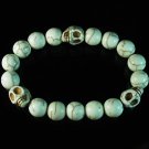 Turquoise Colorful White Skull Beads White Veins Ball Beads Stretch Bracelet ZZ2113