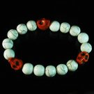 Turquoise Colorful Red Skull Beads White Veins Ball Beads Stretch Bracelet ZZ2114