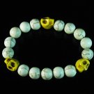 Turquoise Colorful Yellow Skull Beads White Veins Ball Beads Stretch Bracelet ZZ2115