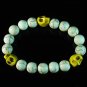 Turquoise Colorful Yellow Skull Beads White Veins Ball Beads Stretch Bracelet ZZ2115