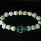 Turquoise Colorful Green Skull Beads White Veins Ball Beads Stretch Bracelet ZZ2128