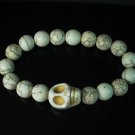 Turquoise Colorful White Skull Beads White Veins Ball Beads Stretch Bracelet ZZ2129