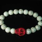 Turquoise Colorful Red Skull Beads White Veins Ball Beads Stretch Bracelet ZZ2130